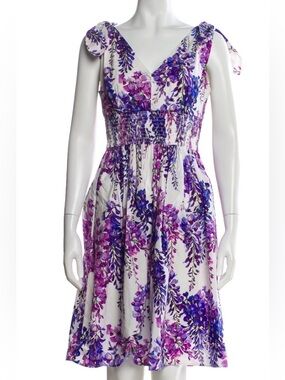 Dolce & Gabbana White Dress with Purple Floral Print